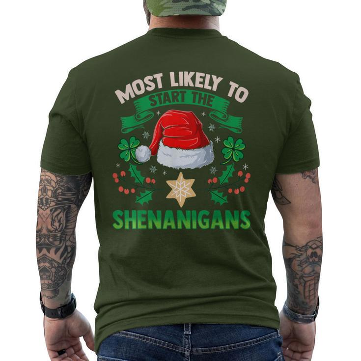 Most Likely To Start The Shenanigans Elf Christmas Men's T-shirt Back Print