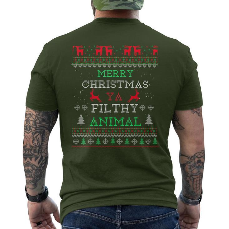 Merry Christmas Animal Filthy Ya Xmas Pajama Family Matching Men's T-shirt Back Print