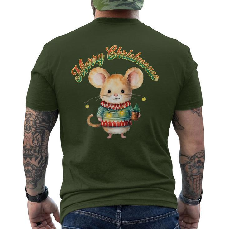 Merry Christmouse Cute Christmas Mouse Men's T-shirt Back Print