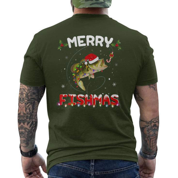 Merry Fishmas Fishing Christmas Pajama Fishers Men's T-shirt Back Print