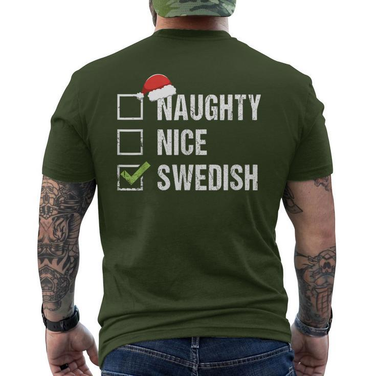 Naughty Nice Swedish Santa Hat Christmas Men's T-shirt Back Print