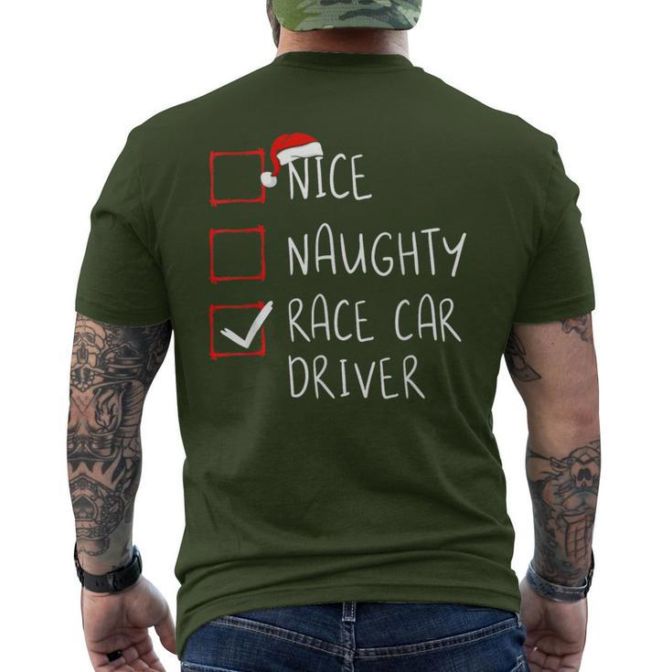 Nice Naughty Race Car Driver List Christmas Santa Claus Men's T-shirt Back Print