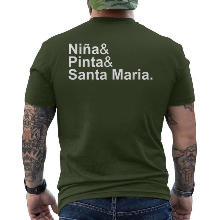 Niña & Pinta & Santa Maria Christopher Columbus Day Ships Men's T-shirt Back Print