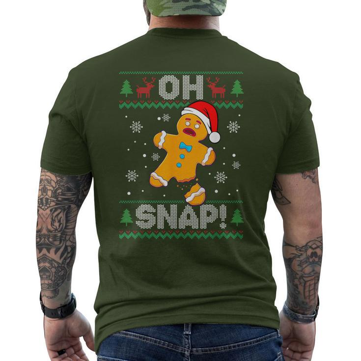 Oh Snap Gingerbread Man Christmas Cookie Ugly Sweater Men's T-shirt Back Print