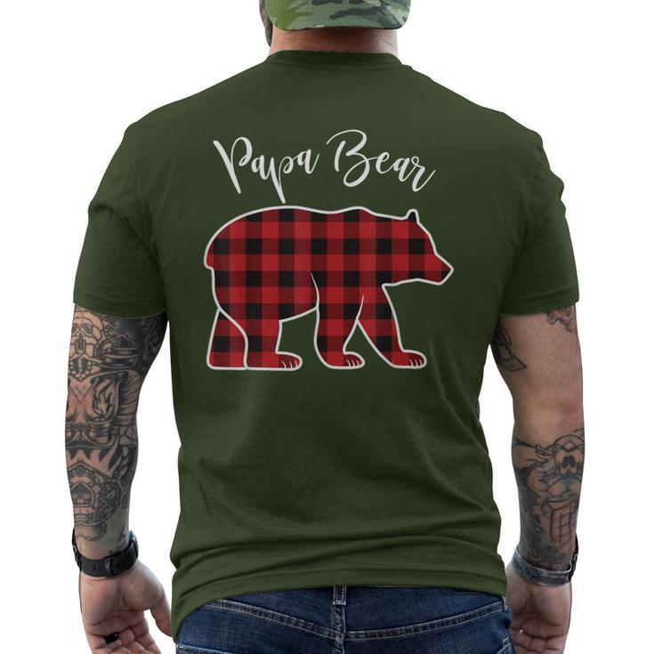 Papa Bear Pajama Red Buffalo Xmas Family Christmas Men's T-shirt Back Print