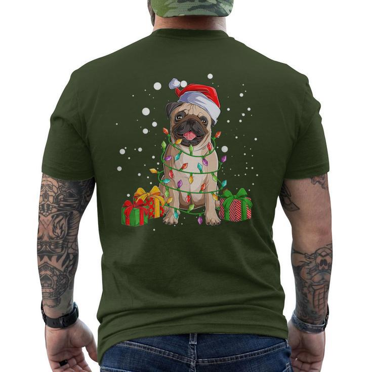 Pug Christmas Tree Lights Santa Dog Xmas Boys Pugmas Men's T-shirt Back Print