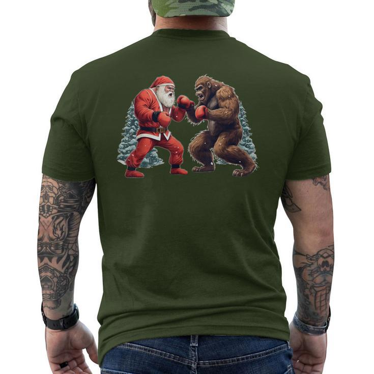 Santa Claus Boxing Bigfoot Sasquatch Christmas Men's T-shirt Back Print