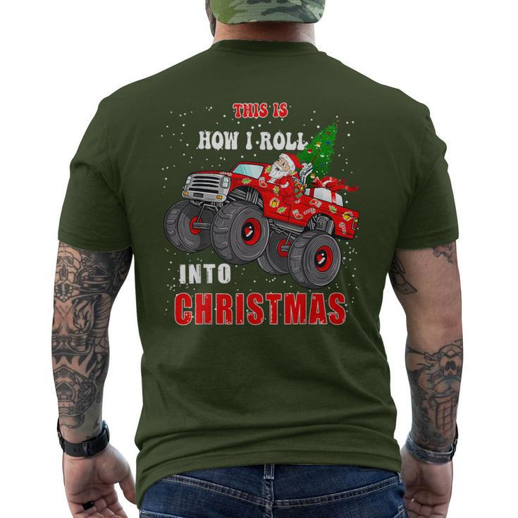 Santa Claus Monster Truck Boys Christmas Xmas Men's T-shirt Back Print
