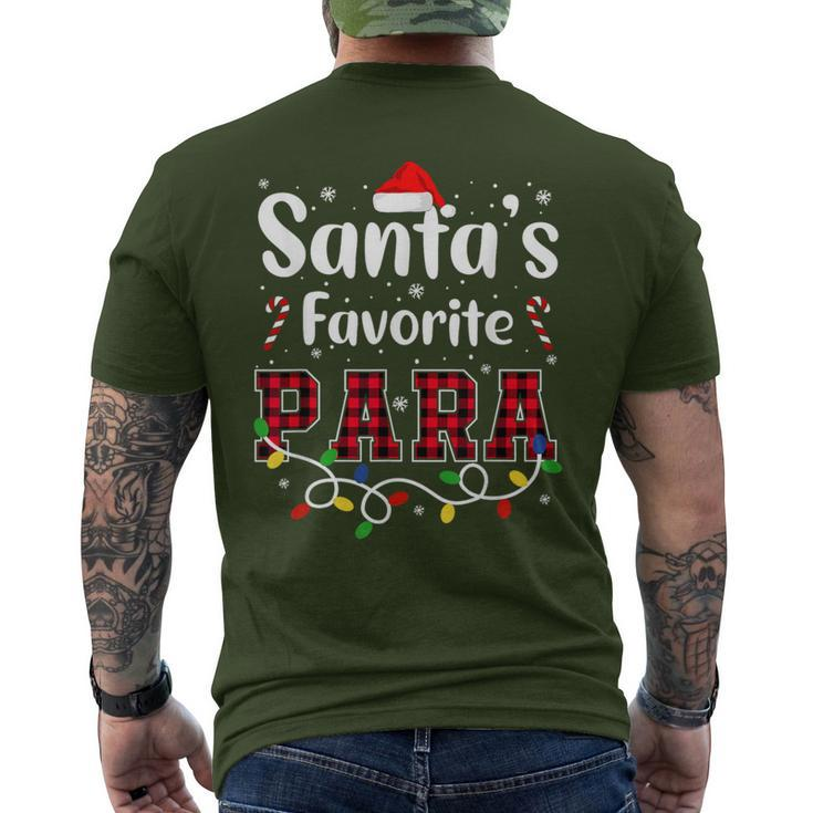 Santa's Favorite Para Christmas Paraprofessional Santa Hat Men's T-shirt Back Print