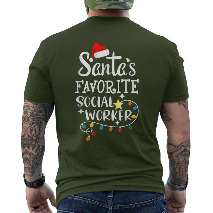 Santa's Favorite Social Worker Christmas School Social Work Men's T-shirt Back Print