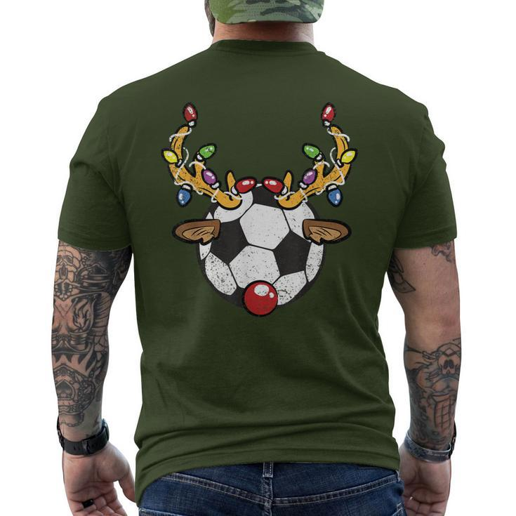 Soccer Ball Reindeer Christmas Pajama X-Mas Lights Sport Men's T-shirt Back Print