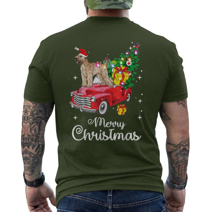 Soft Coated Wheaten Terrier Rides Red Truck Christmas Men's T-shirt Back Print