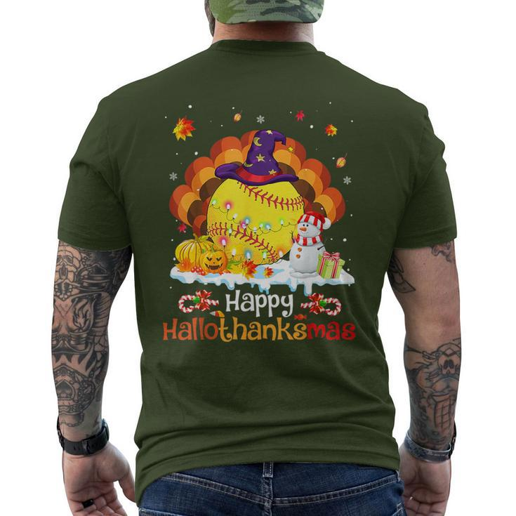 Softball Halloween Christmas Thanksgiving Hallothanksmas Men's T-shirt Back Print