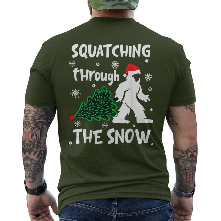 Squatching Through The Snow Christmas Sasquatch Santa Hat Men's T-shirt Back Print