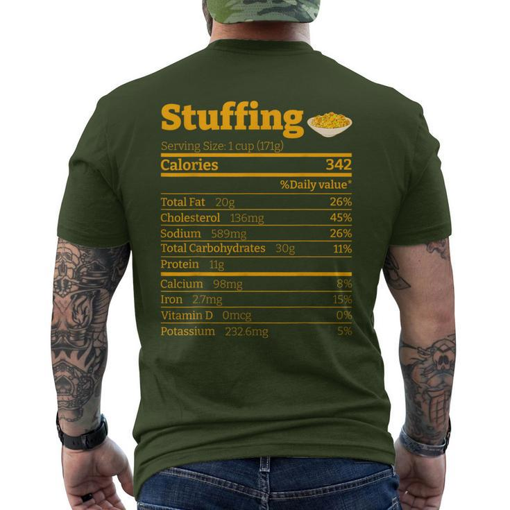 Stuffing Nutrition Facts Thanksgiving Xmas Costume Men's T-shirt Back Print