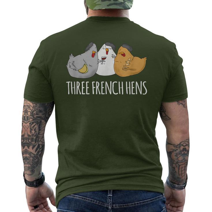 Three French Hens Cute Christmas Song Men's T-shirt Back Print