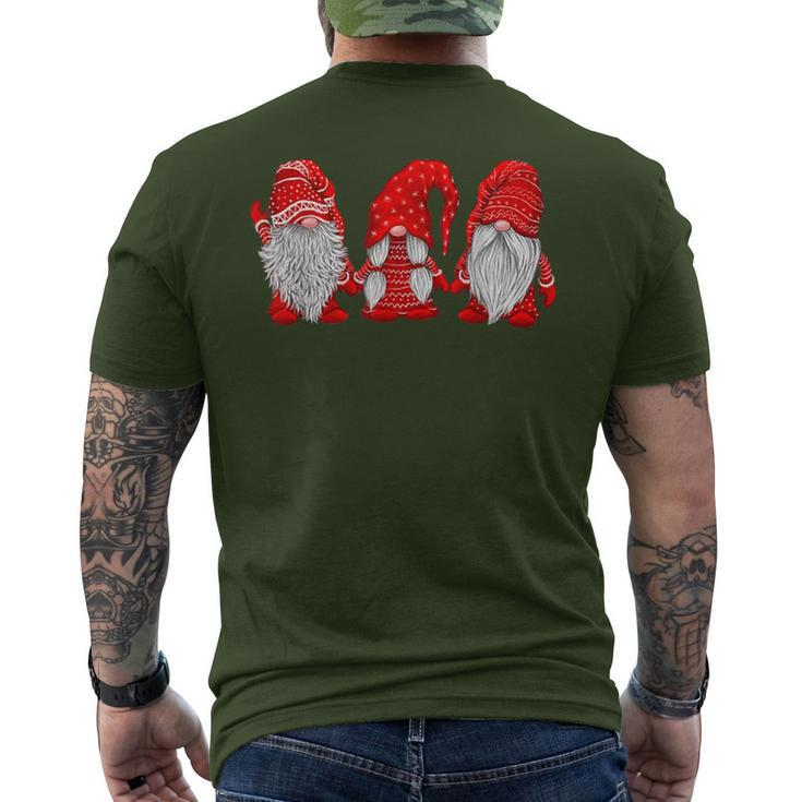 Three Gnomes In Red Costume Christmas Hanging With Gnomes Men's T-shirt Back Print