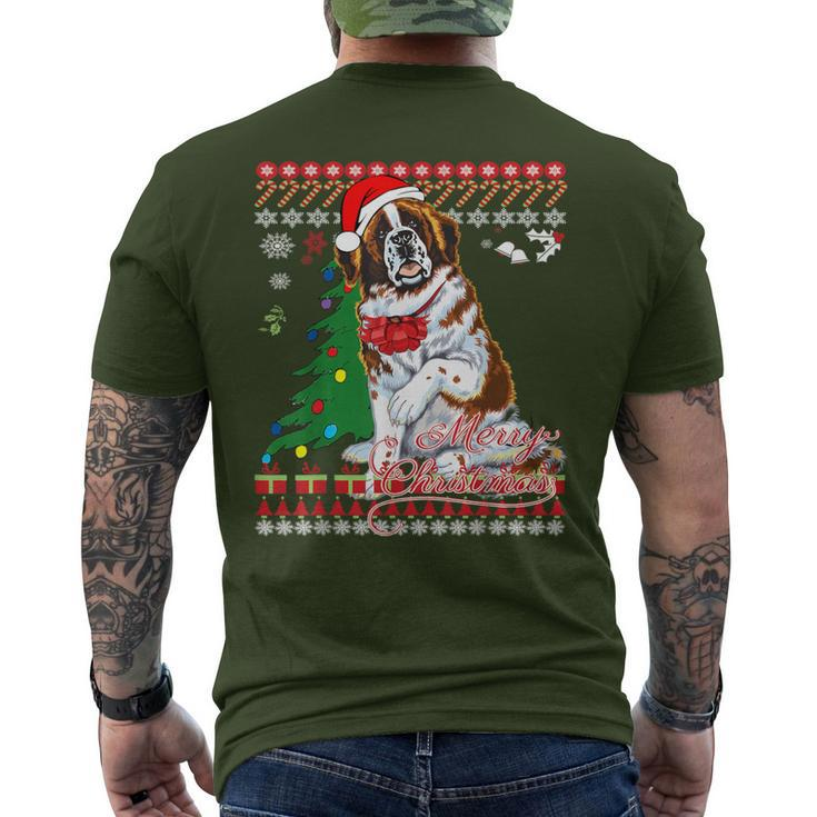 Ugly Christmas Sweater Saint Bernard Dog Men's T-shirt Back Print