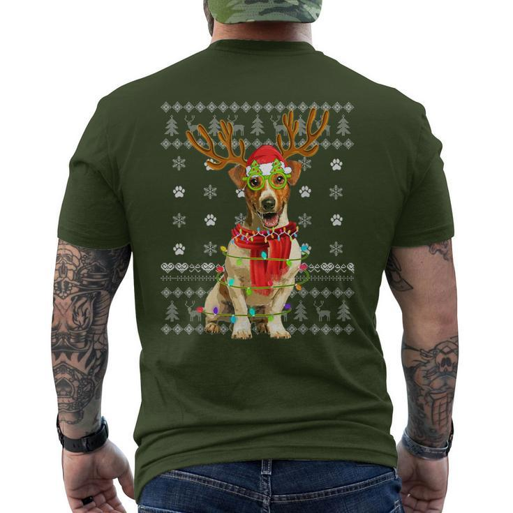 Ugly Sweater Christmas Lights Jack Russell Terrier Dog Puppy Men's T-shirt Back Print