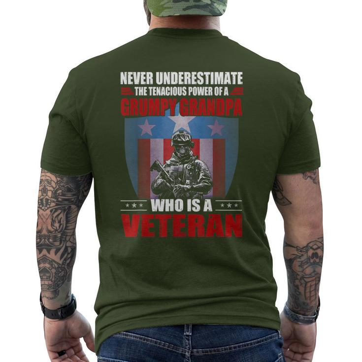 Never Underestimate A Grumpy Grandpa Veteran Christmas Men's T-shirt Back Print