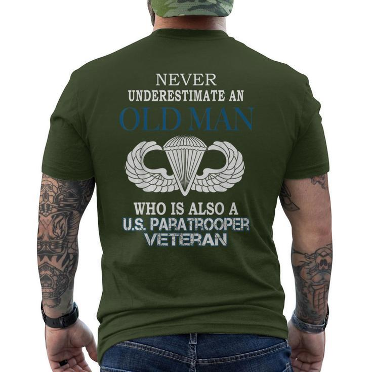 Never Underestimate Us Paratrooper Veteran Father's Day Xmas Men's T-shirt Back Print