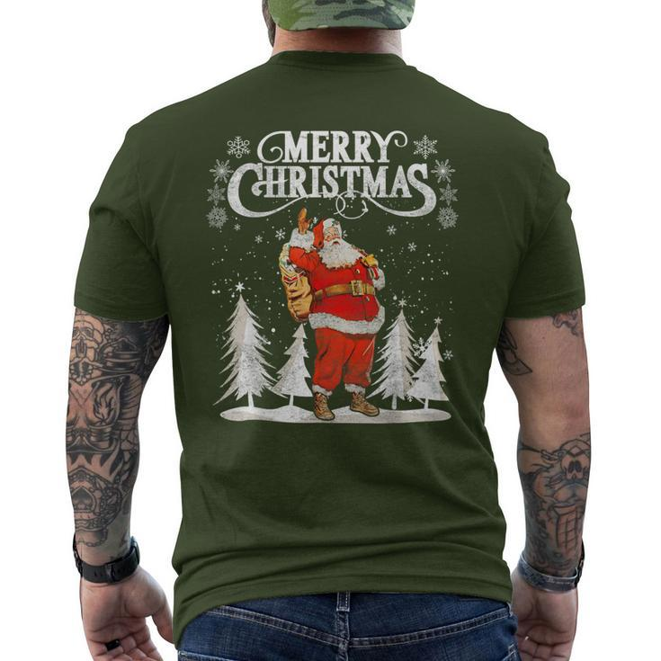 Vintage Retro Merry Christmas Santa Claus Pajama Family Men's T-shirt Back Print