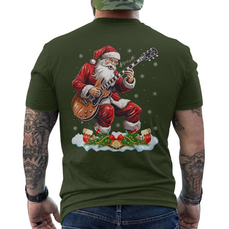 Xmas Guitarist Santa Playing Guitar Christmas Men's T-shirt Back Print