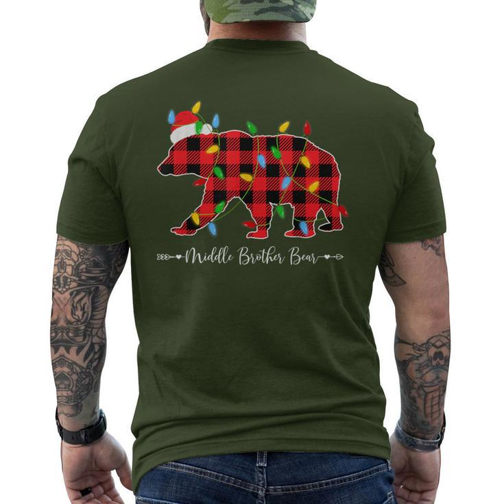 Xmas Lights Ugly Sweater Santa Hat Middle Brother Bear Men's T-shirt Back Print