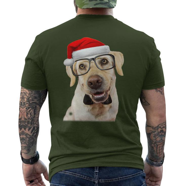 Yellow Lab Glasses Santa Hat Christmas Labrador Retriever Men's T-shirt Back Print