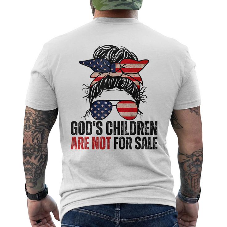 Gods Children Are Not For Sale - Messy Bun Usa Flag Glasses Usa Funny Gifts Mens Back Print T-shirt