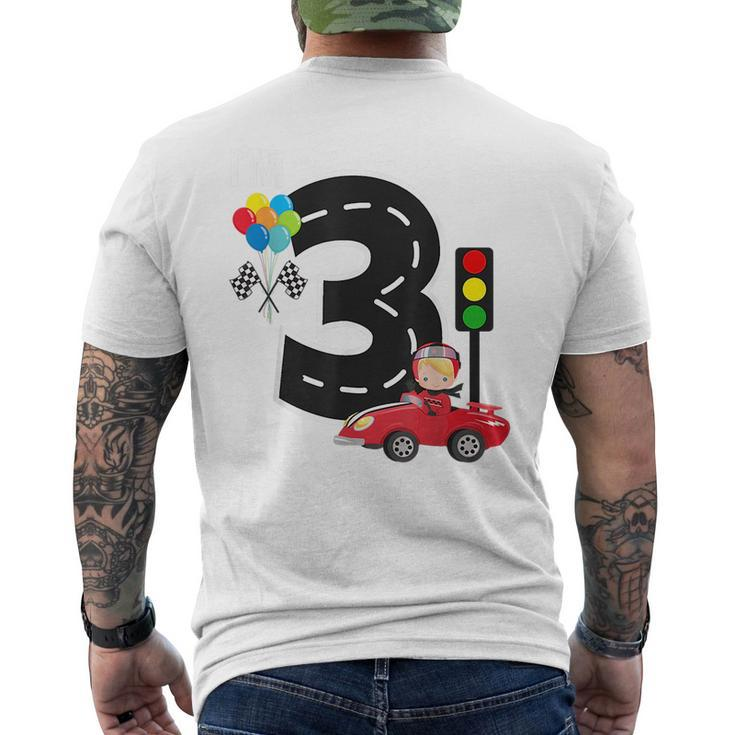 3Rd Birthday Boys Race Car Racecar  3 Year Old Mens Back Print T-shirt