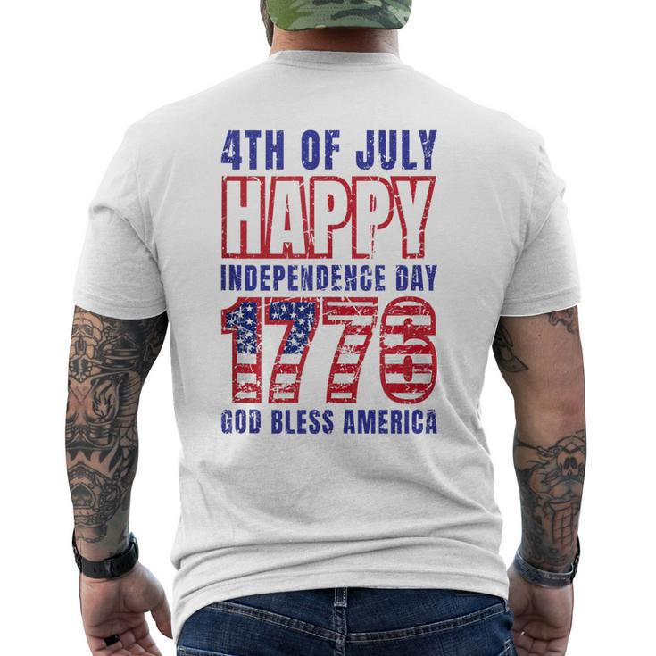 4Th Of July Happy Independence-Day 1776 God Bless America Mens Back Print T-shirt