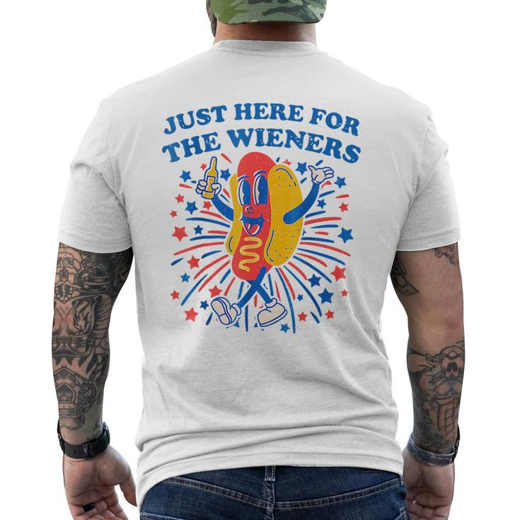 4Th Of July Hot Dog Im Just Here For Wieners  Men's Crewneck Short Sleeve Back Print T-shirt