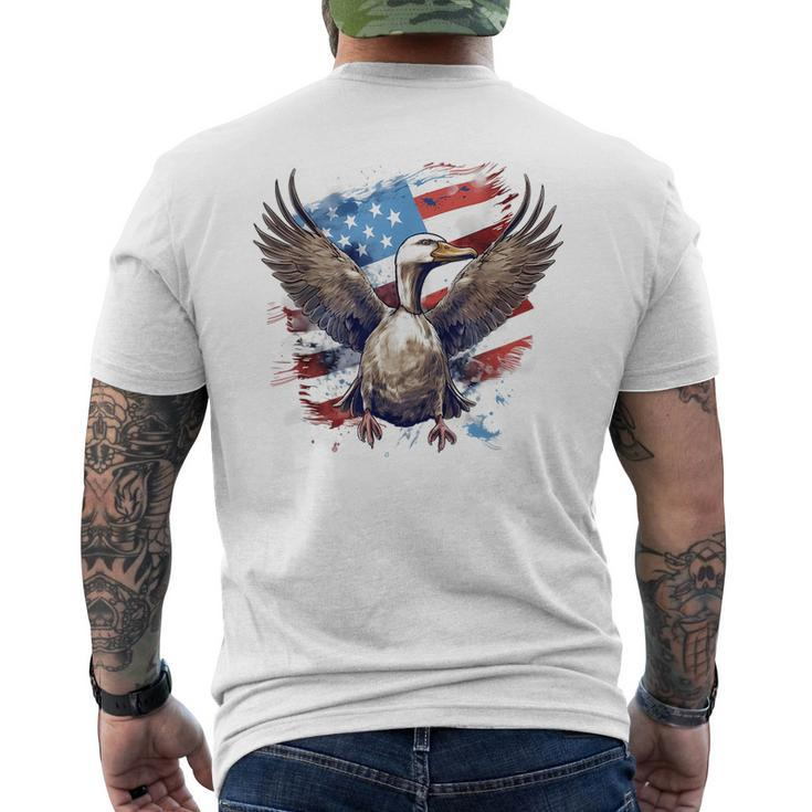 4Th Of July Us Flag Goose  Mens Back Print T-shirt