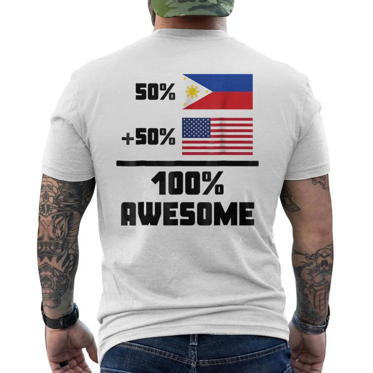 50 Filipino 50 American 100 Awesome Funny Flag Mens Back Print T-shirt