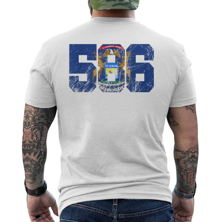 586 Area Code Flag Of Michigan State Macomb County Men's T-shirt Back Print