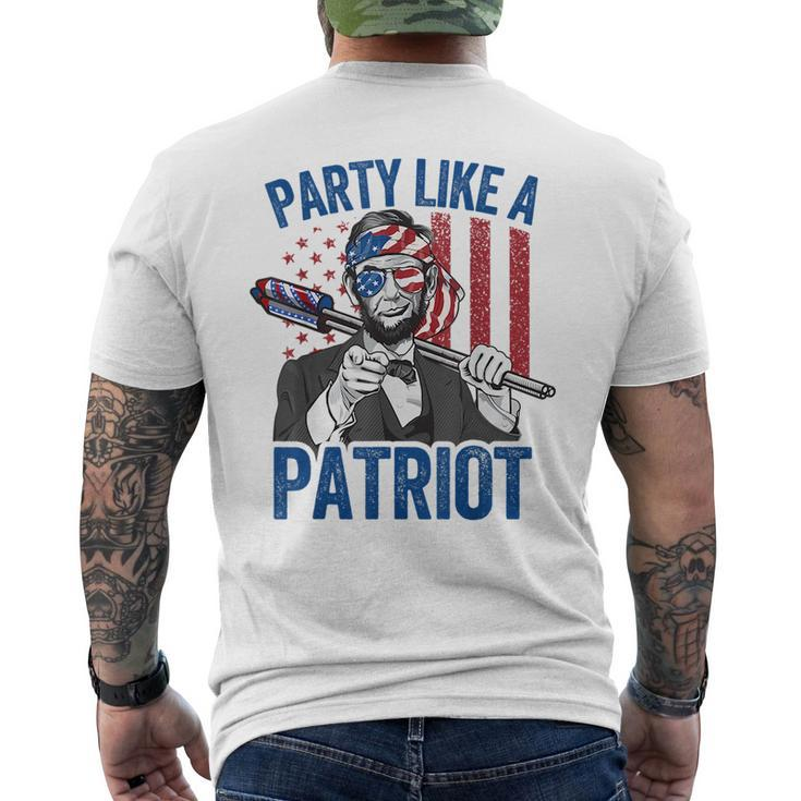 Abraham Lincoln 4Th Of July  Men American Usa Flag  Mens Back Print T-shirt