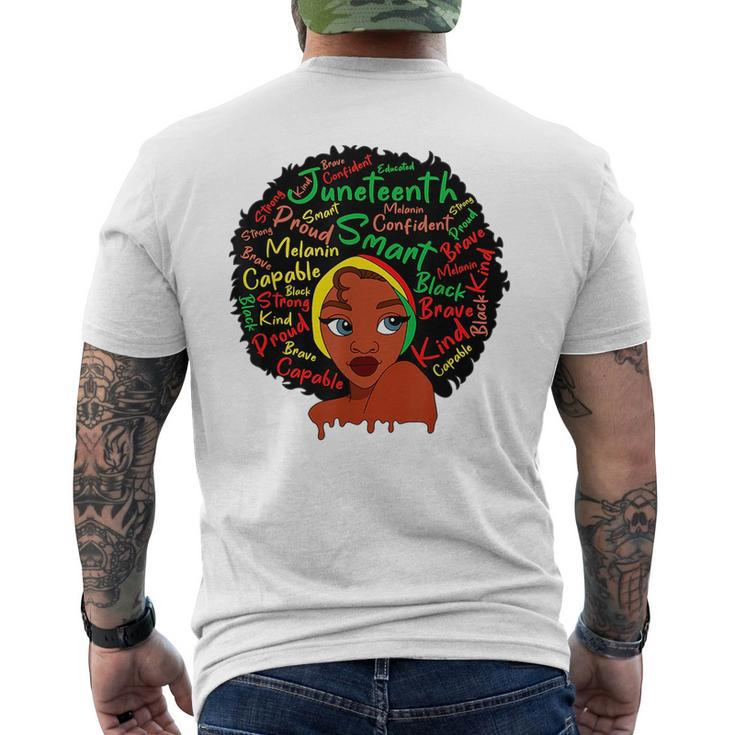 Afro Woman Headscarf Nubian Junenth Black History  Mens Back Print T-shirt