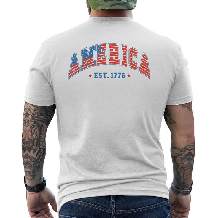 America Est 1776 Patriotic Usa 4Th Of July America Flag  Mens Back Print T-shirt