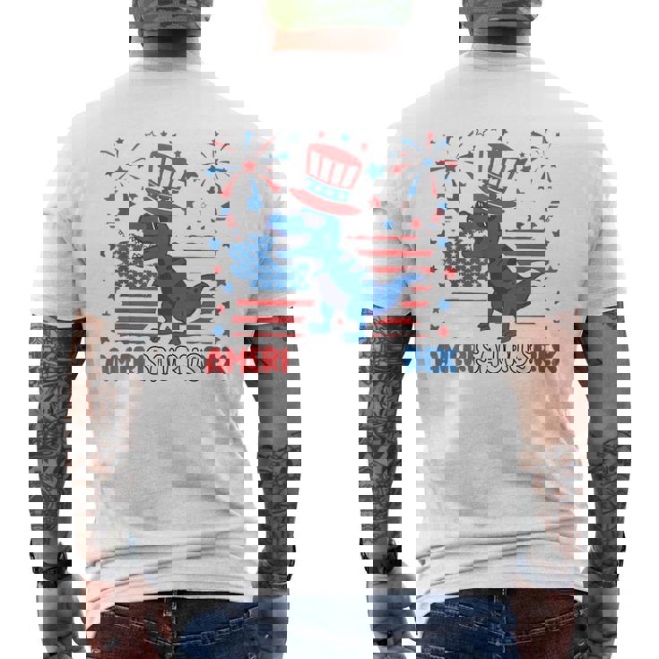 American Flag 4Th Of July T Rex Dinosaur Amerisaurus Rex Boy Dinosaur Funny Gifts Mens Back Print T-shirt