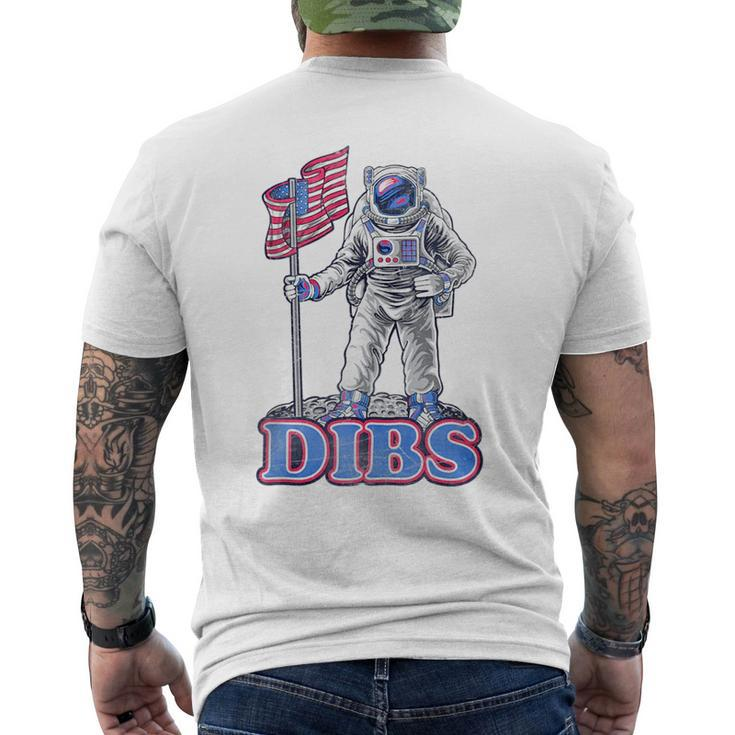 American Flag Astronaut Moon Dibs Red White Blue 4Th Of July Moon Funny Gifts Mens Back Print T-shirt