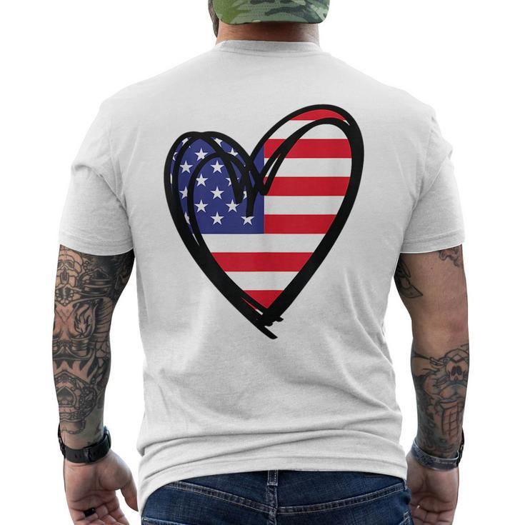American Flag Heart 4Th Of July Usa Patriotic Pride Patriotic Funny Gifts Mens Back Print T-shirt