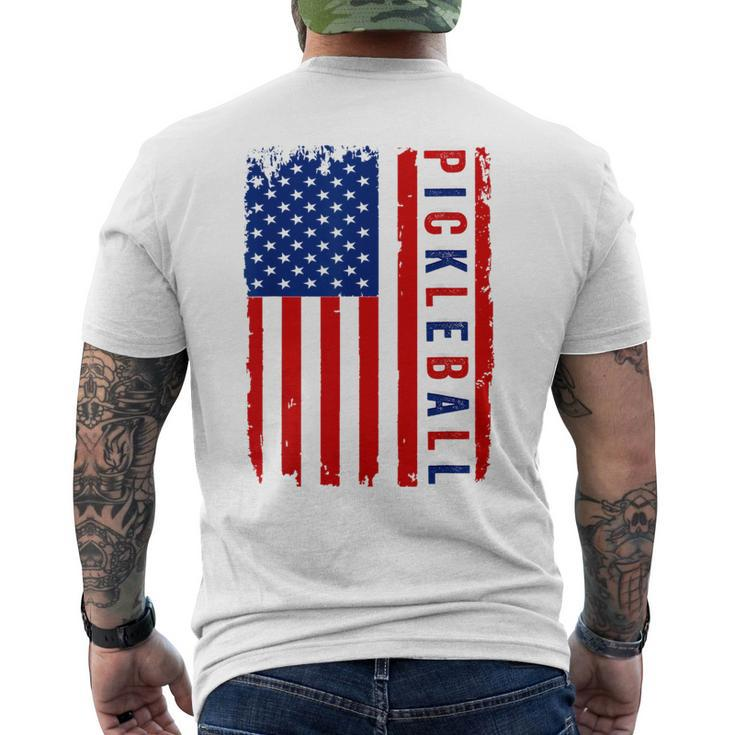American Flag Pickleball 4Th Of July Cool Sport Patriotic  Mens Back Print T-shirt