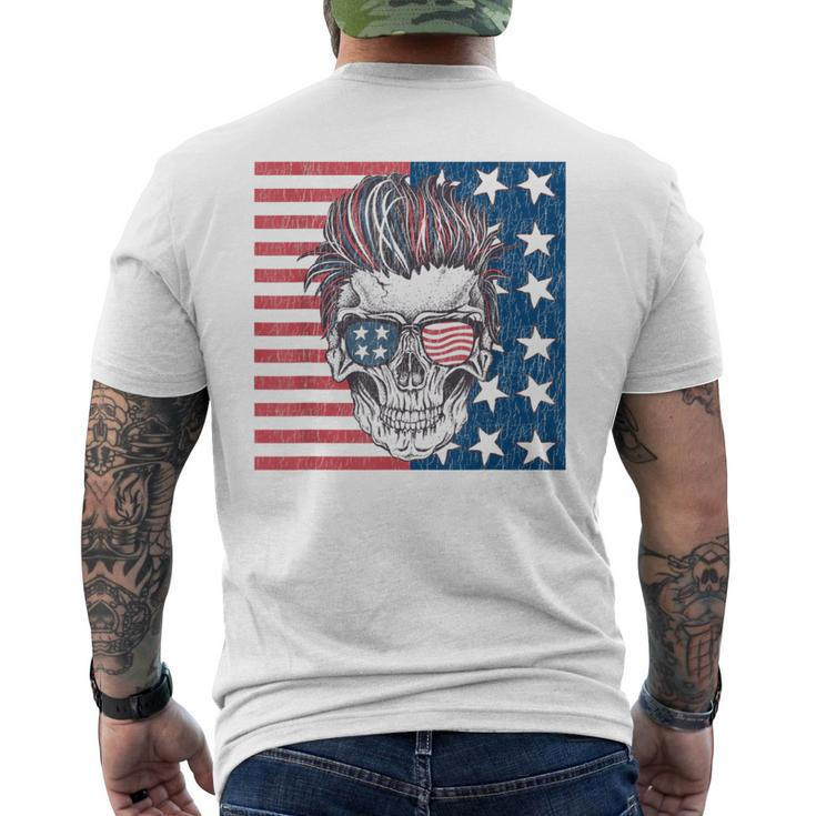 American Flag Skull Skeleton Biker T  4Th Of July  Biker Funny Gifts Mens Back Print T-shirt