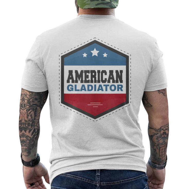 American Gladiator Usa Flag Gym Sports Quote Humor Men's T-shirt Back Print