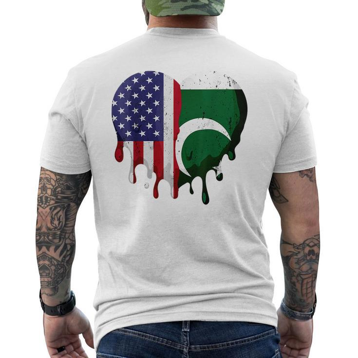 American Pakistani Heritage Month Pakistan Flag Heart  Mens Back Print T-shirt