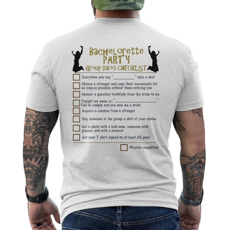 Bachelorette Party Group Dares Checklist Game Men's T-shirt Back Print