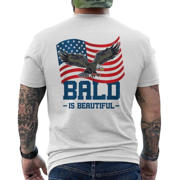 Bald Is Beautiful July 4Th Eagle Patriotic American Flag Usa  Mens Back Print T-shirt