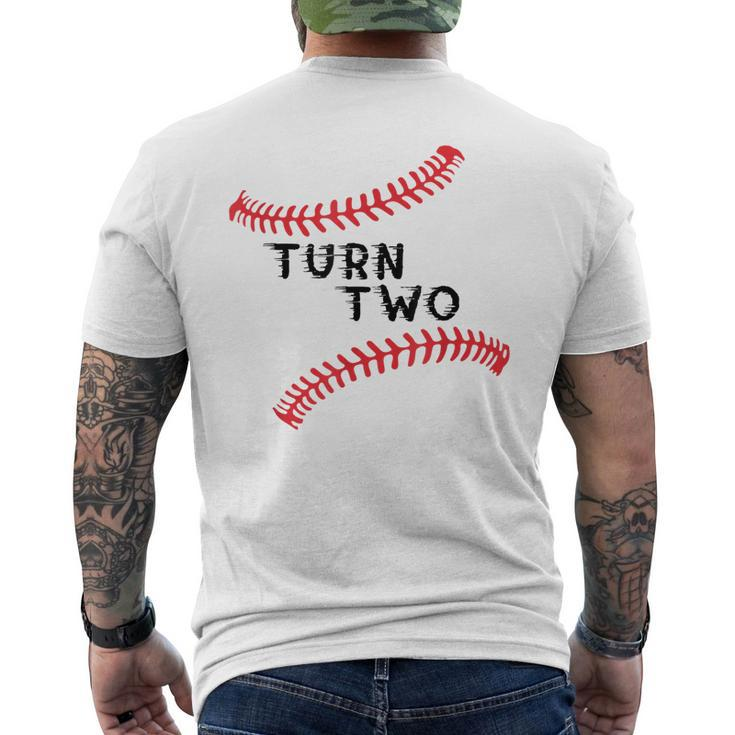 Baseball Turn Two Double Play Fielders Choice League Men's Back Print T-shirt