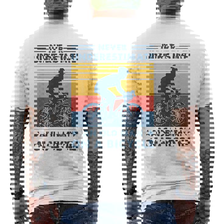 Bike Vintage Never Underestimate An Old Man On A Bicycle Mens Back Print T-shirt